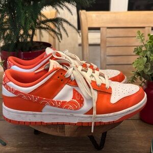 Nike Bright Orange and White Low-Top Sneakers